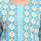 Pant Style Suit Cotton Aqua Blue Print Salwar Kameez