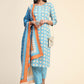 Pant Style Suit Cotton Aqua Blue Print Salwar Kameez