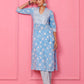 Pant Style Suit Cotton Aqua Blue Print Salwar Kameez