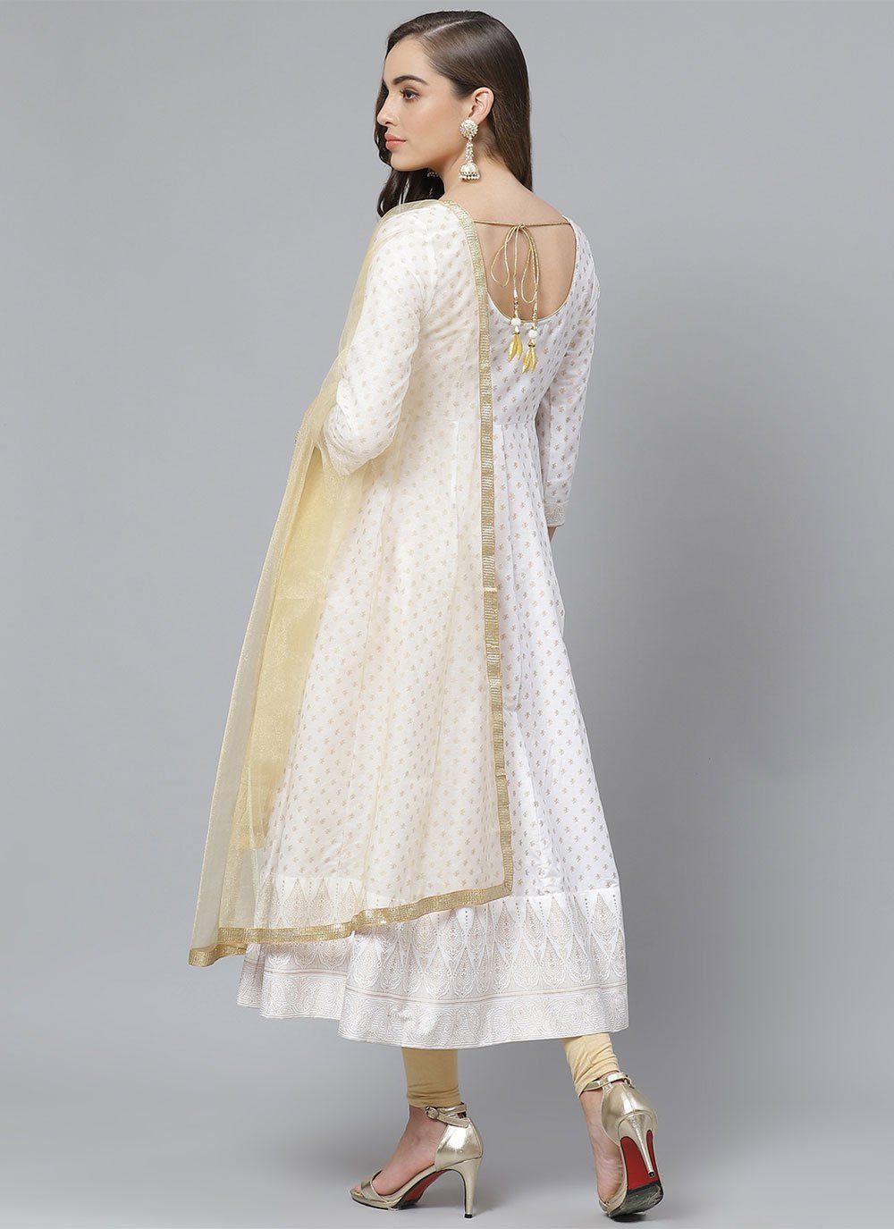 Pant Style Suit Cotton White Print Salwar Kameez