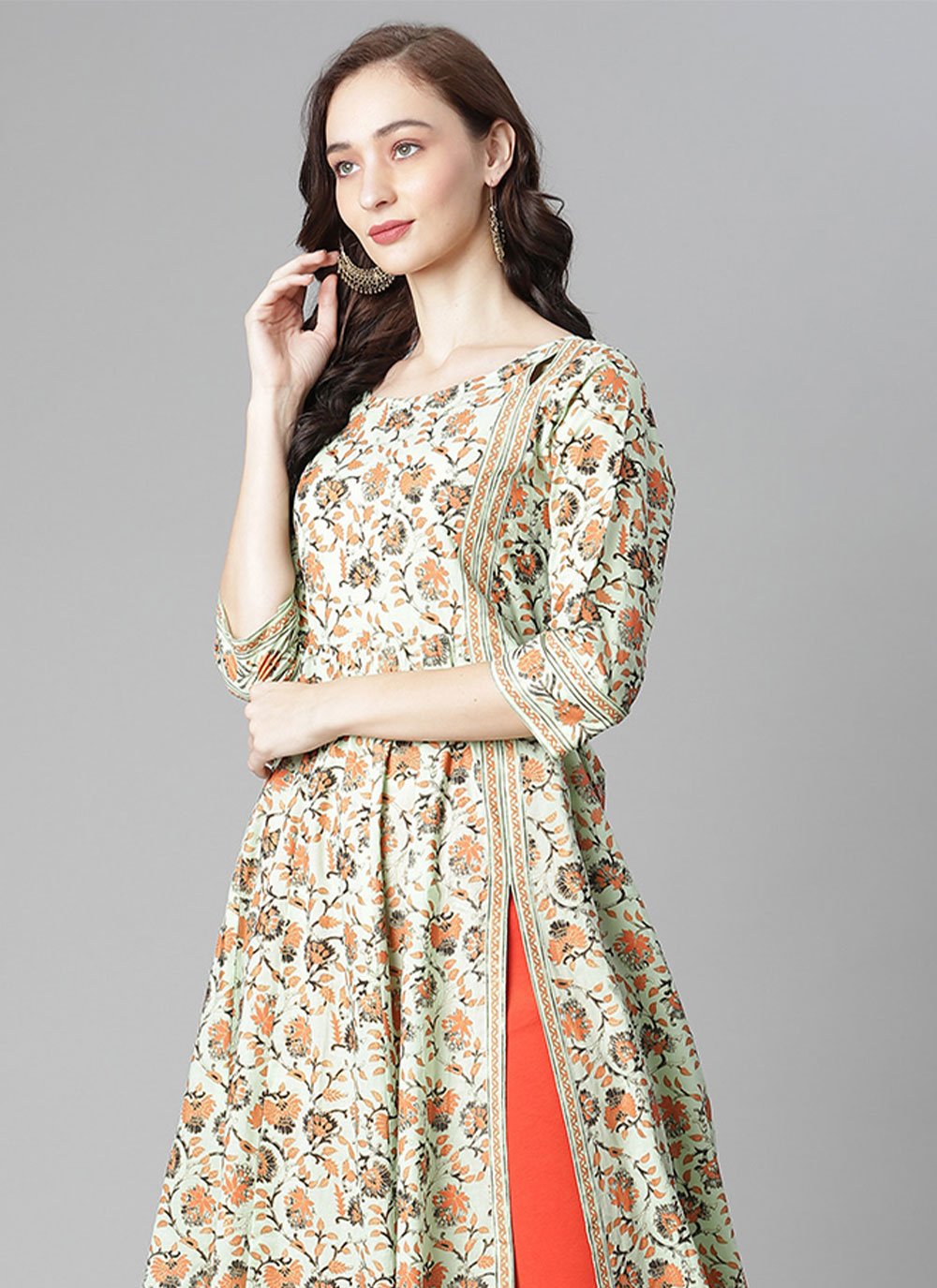 Party Wear Kurti Cotton Multi Colour Print Kurtis