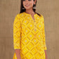 Party Wear Kurti Cotton Yellow Print Kurtis