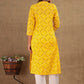 Party Wear Kurti Cotton Yellow Print Kurtis