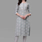 Party Wear Kurti Cotton Grey Print Kurtis