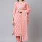 Salwar Suit Cotton Peach Print Salwar Kameez