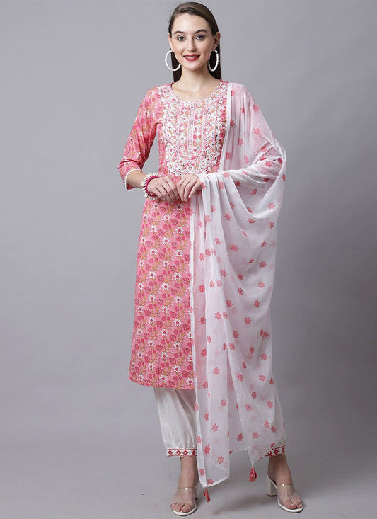 Salwar Suit Cotton Pink Embroidered Salwar Kameez