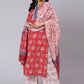 Salwar Suit Cotton Red Print Salwar Kameez