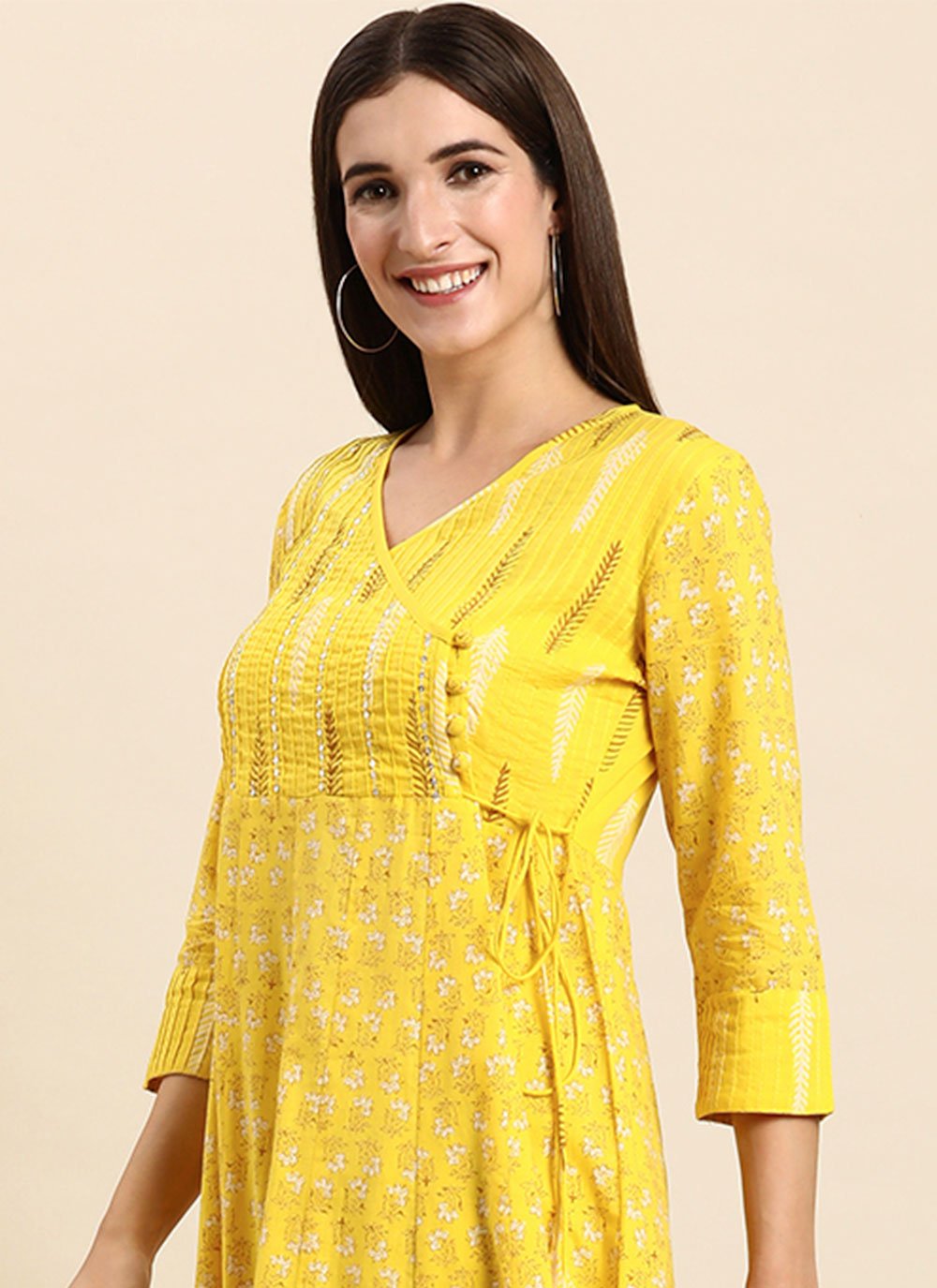 Salwar Suit Cotton Yellow Print Salwar Kameez