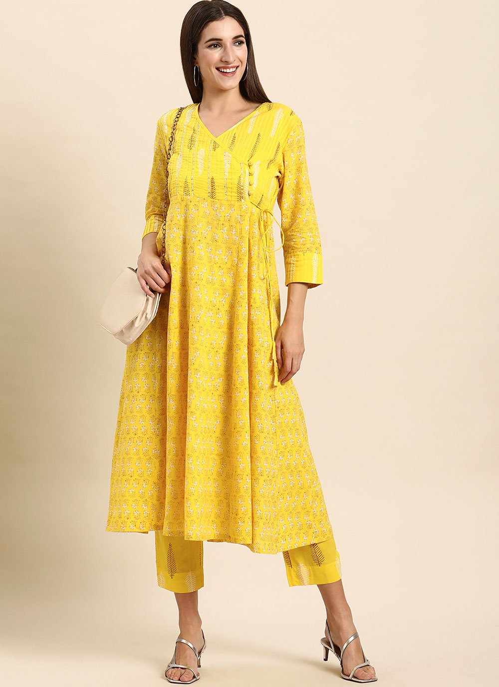 Salwar Suit Cotton Yellow Print Salwar Kameez