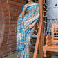 Classic Cotton Silk Firozi Print Saree