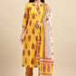 Straight Salwar Suit Cotton Mustard Print Salwar Kameez