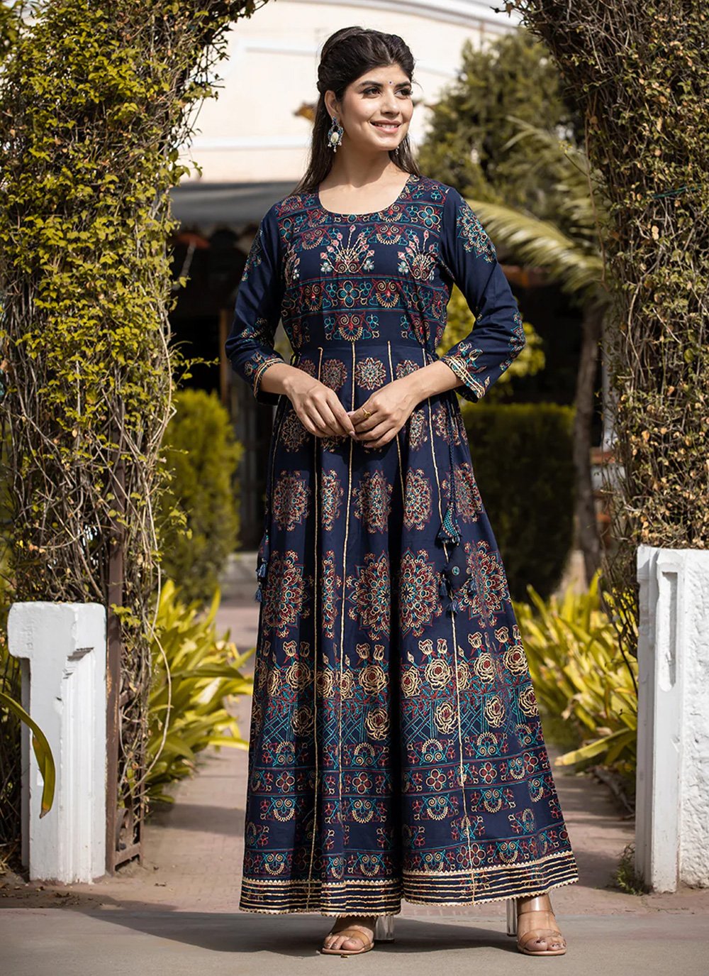 Gown Cotton Blue Print Gown