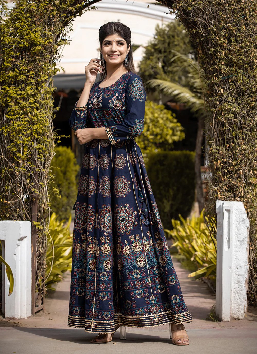 Gown Cotton Blue Print Gown