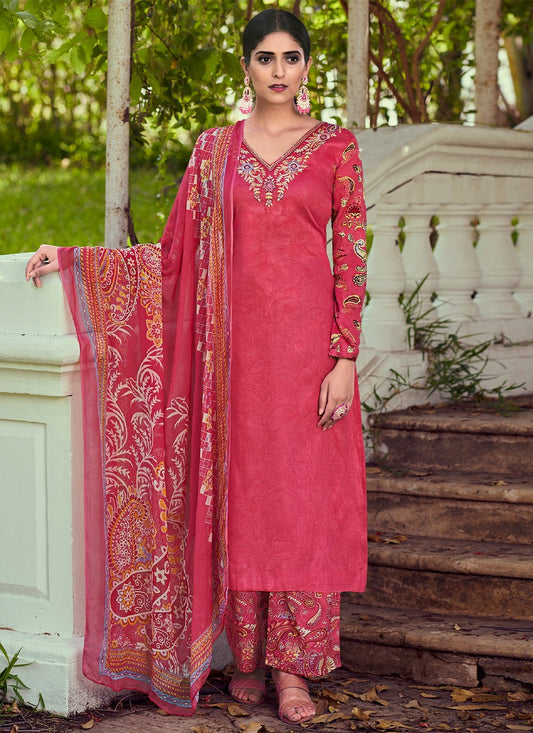 Salwar Suit Cotton Hot Pink Print Salwar Kameez