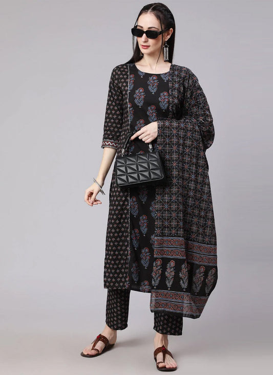 Trendy Suit Cotton Black Print Salwar Kameez