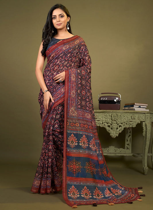 Trendy Saree Cotton Multi Colour Print Saree