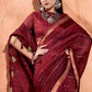 Trendy Saree Cotton Maroon Print Saree