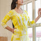 Casual Kurti Cotton Yellow Print Kurtis