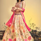 A Line Lehenga Chinon Silk Cream Print Lehenga Choli