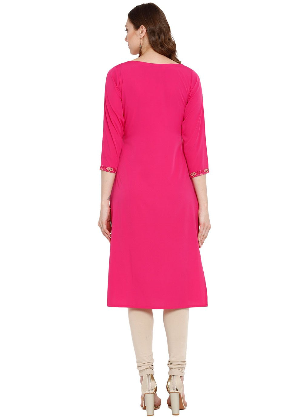 Casual Kurti Crepe Silk Fuchsia Print Kurtis