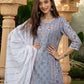 Designer Kurti Cotton Grey Fancy Work Kurtis