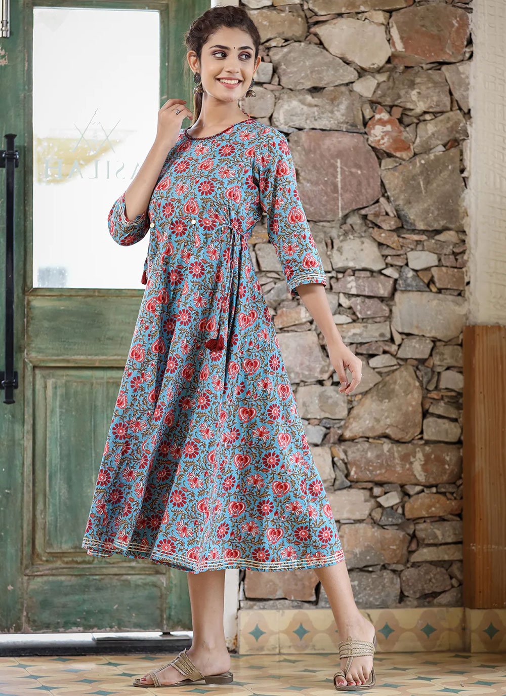 Designer Kurti Cotton Multi Colour Print Kurtis