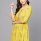 Designer Kurti Rayon Viscose Yellow Print Kurtis