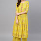 Designer Kurti Rayon Viscose Yellow Print Kurtis