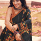 Contemporary Faux Crepe Black Print Saree