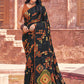Contemporary Faux Crepe Black Print Saree
