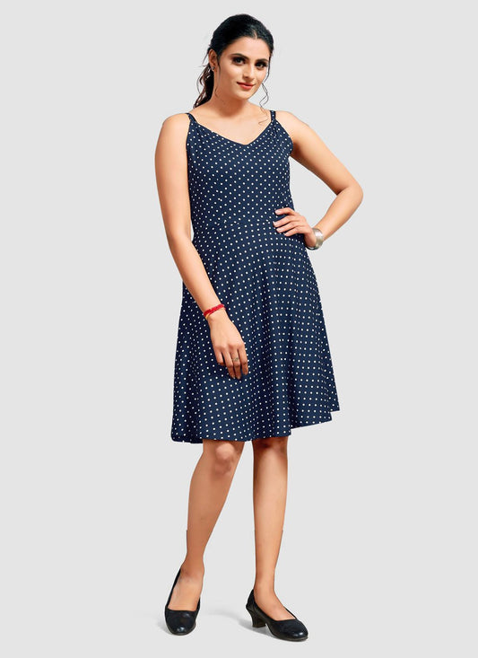 Casual Kurti Faux Crepe Blue Print Kurtis