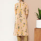 Party Wear Kurti Faux Crepe Peach Print Kurtis