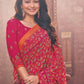 Classic Faux Crepe Rani Print Saree