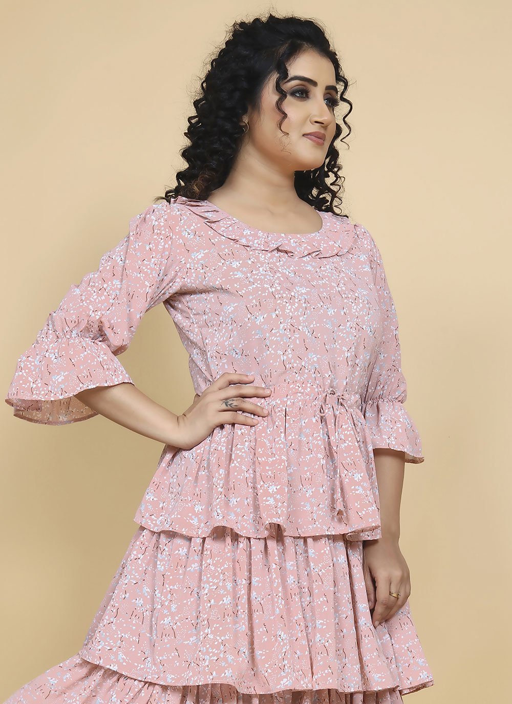 Casual Kurti Georgette Pink Print Kurtis