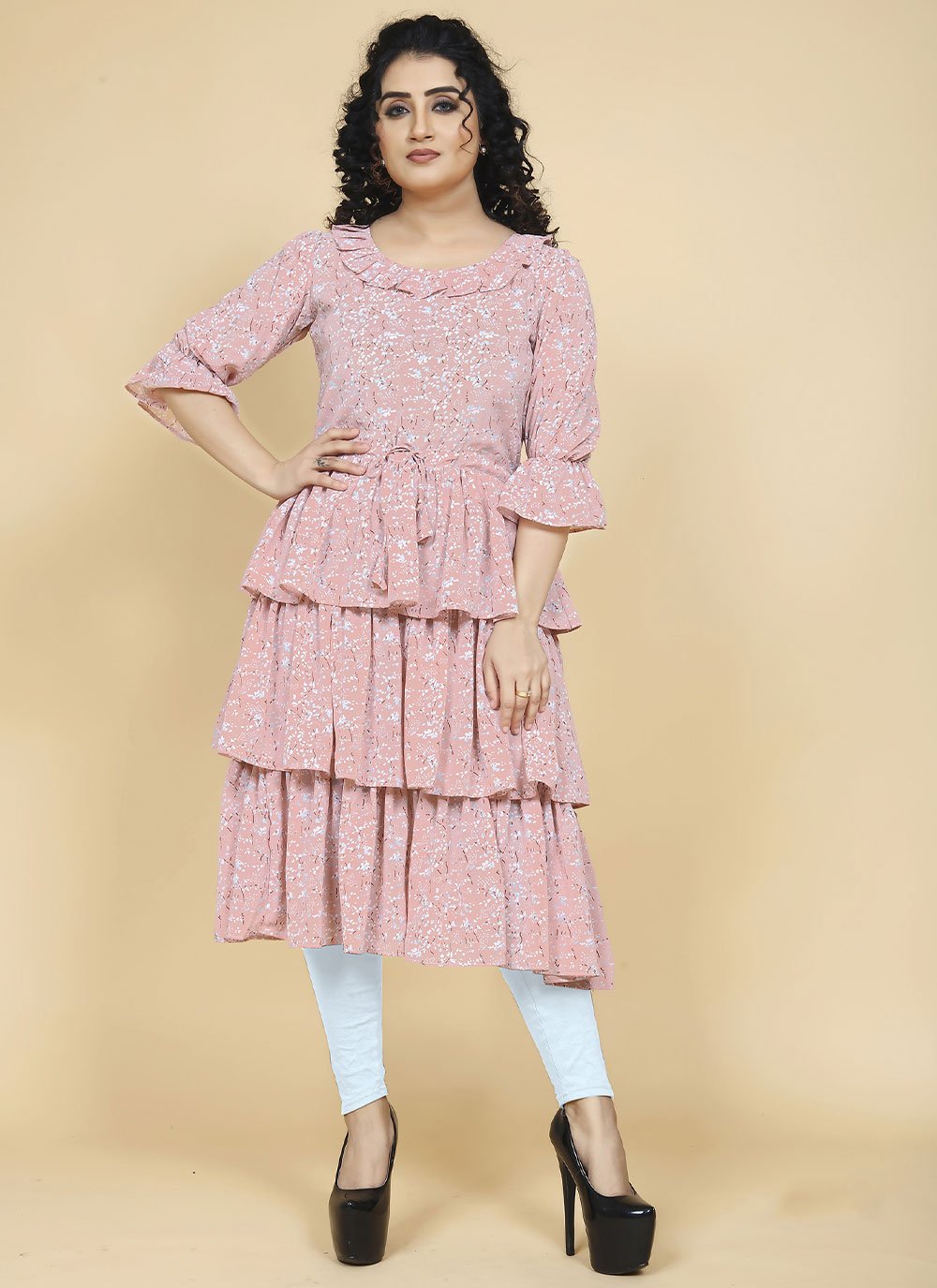 Casual Kurti Georgette Pink Print Kurtis