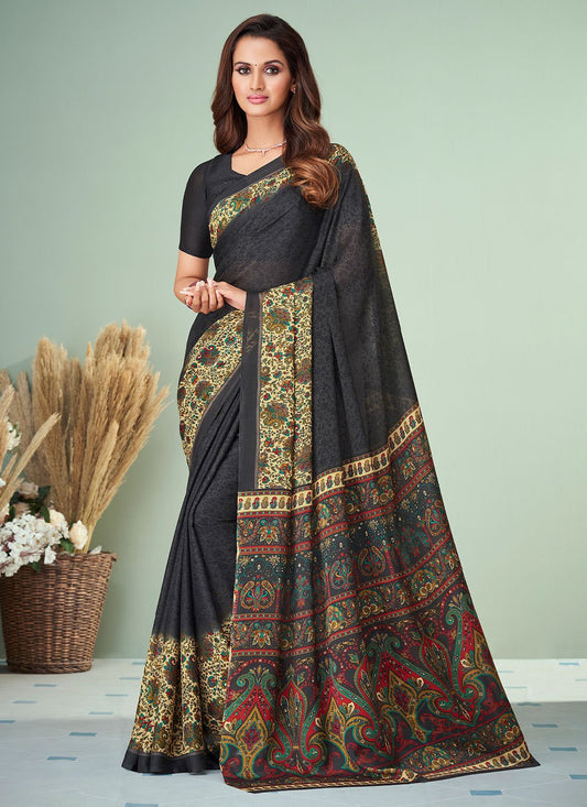 Casual Georgette Grey Print Saree