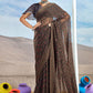 Contemporary Foil Georgette Grey Patch Border Saree