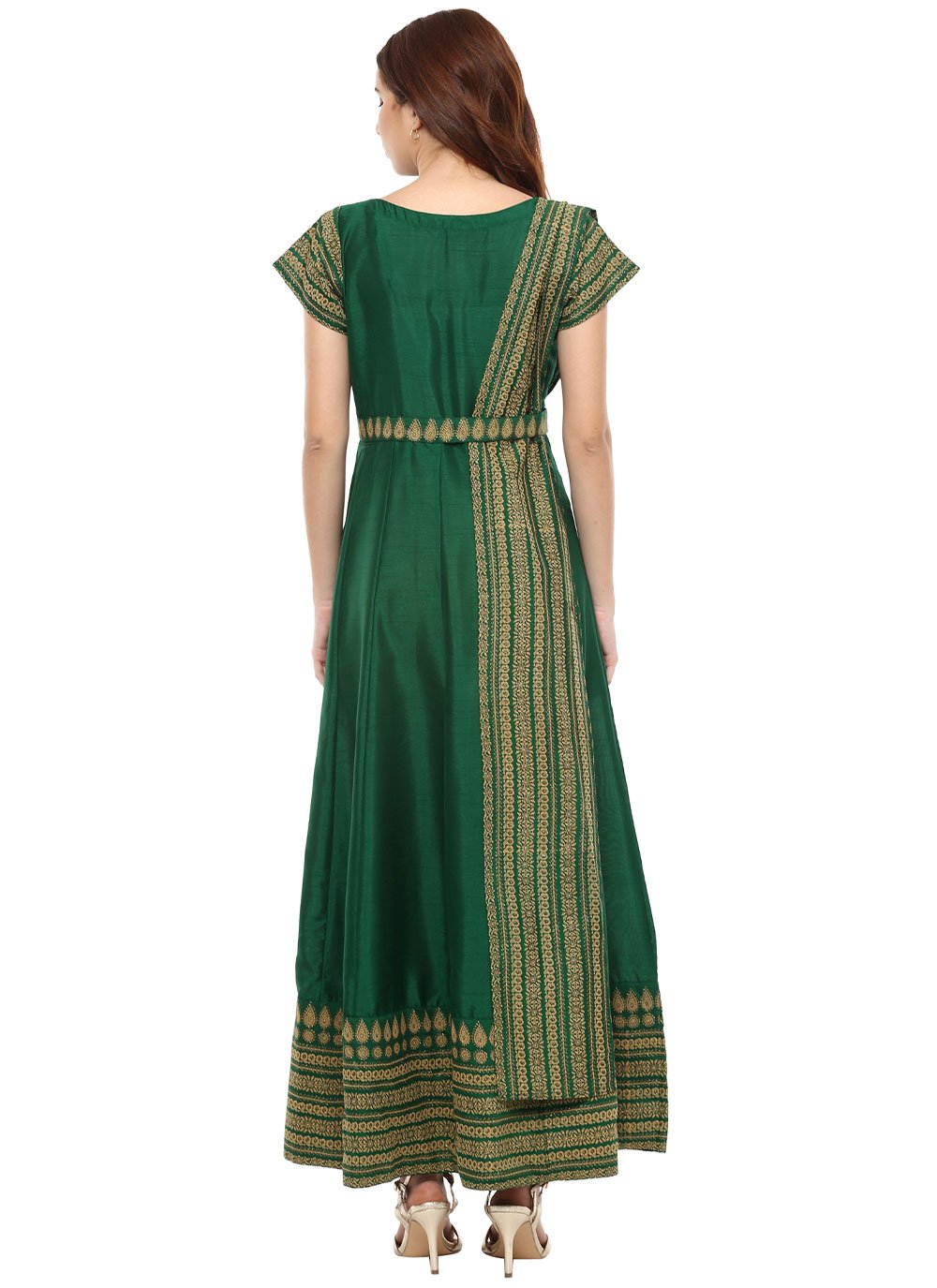 Designer Kurti Poly Silk Green Print Kurtis