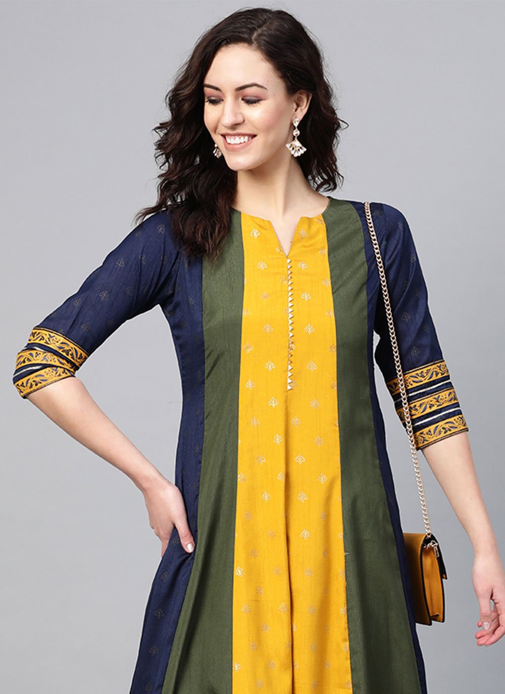 Party Wear Kurti Poly Silk Green Print Kurtis