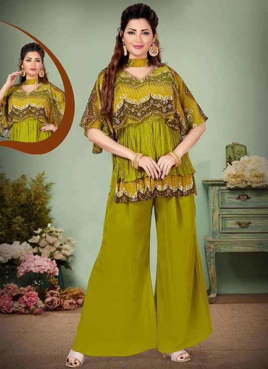 Trendy Suit Georgette Green Print Salwar Kameez