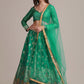 A Line Lehenga Jacquard Silk Green Print Lehenga Choli