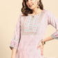 Casual Kurti Poly Rayon Lavender Print Kurtis