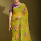 Classic Linen Green Print Saree