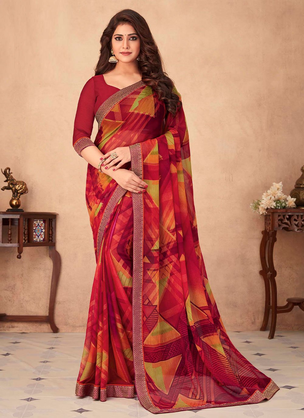 Casual Chiffon Multi Colour Print Saree