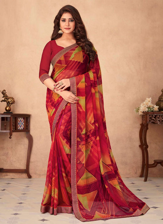 Casual Chiffon Multi Colour Print Saree