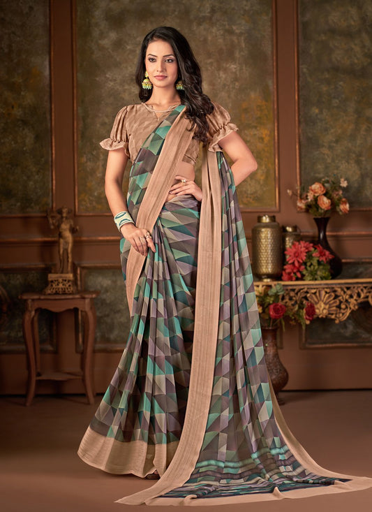 Designer Georgette Multi Colour Print Saree