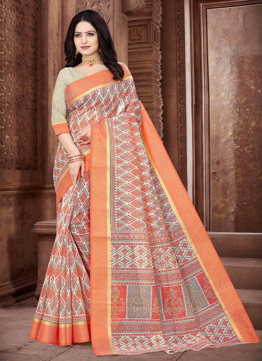 Classic Cotton Multi Colour Print Saree