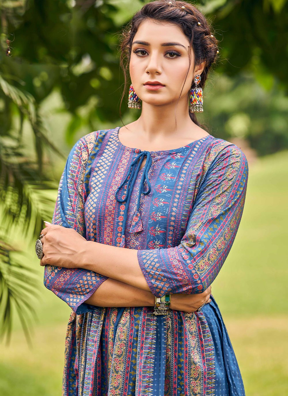 Party Wear Kurti Rayon Multi Colour Print Kurtis