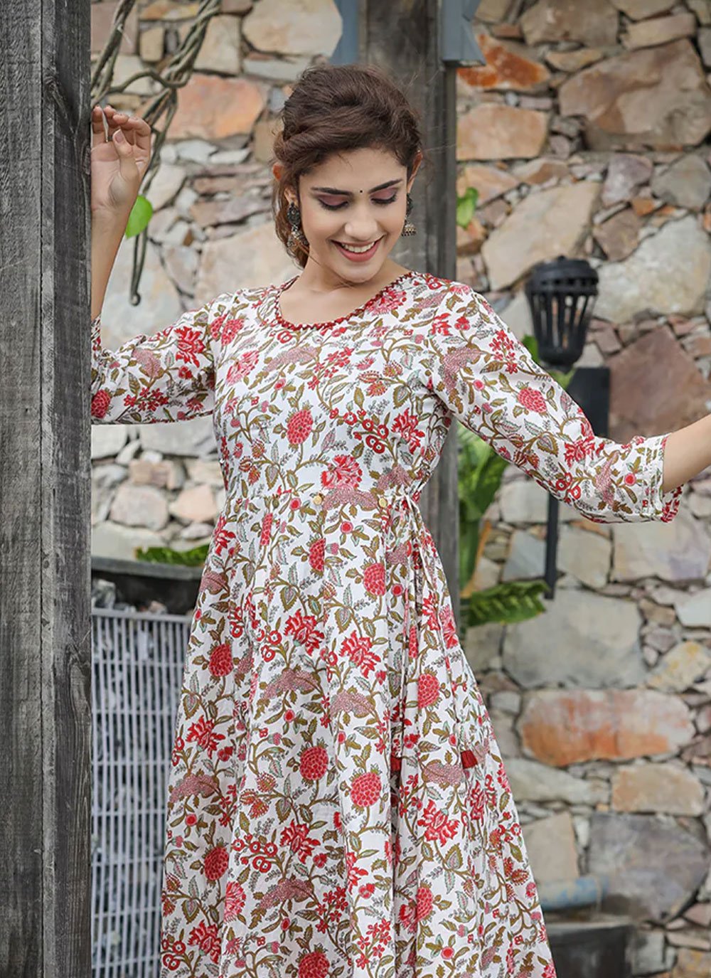 Party Wear Kurti Cotton Multi Colour Print Kurtis