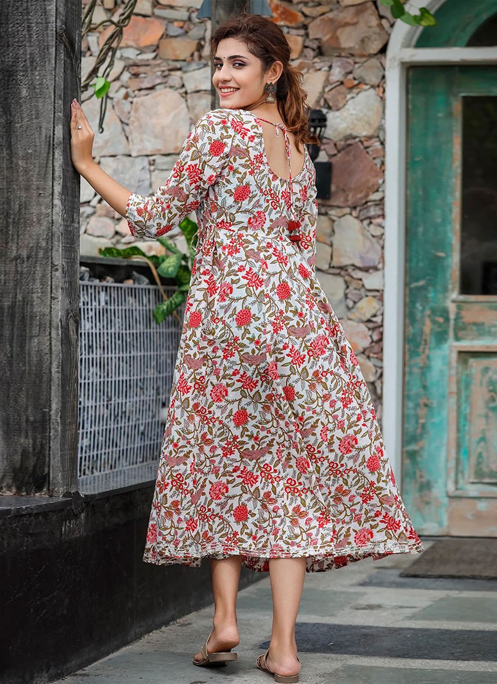 Party Wear Kurti Cotton Multi Colour Print Kurtis